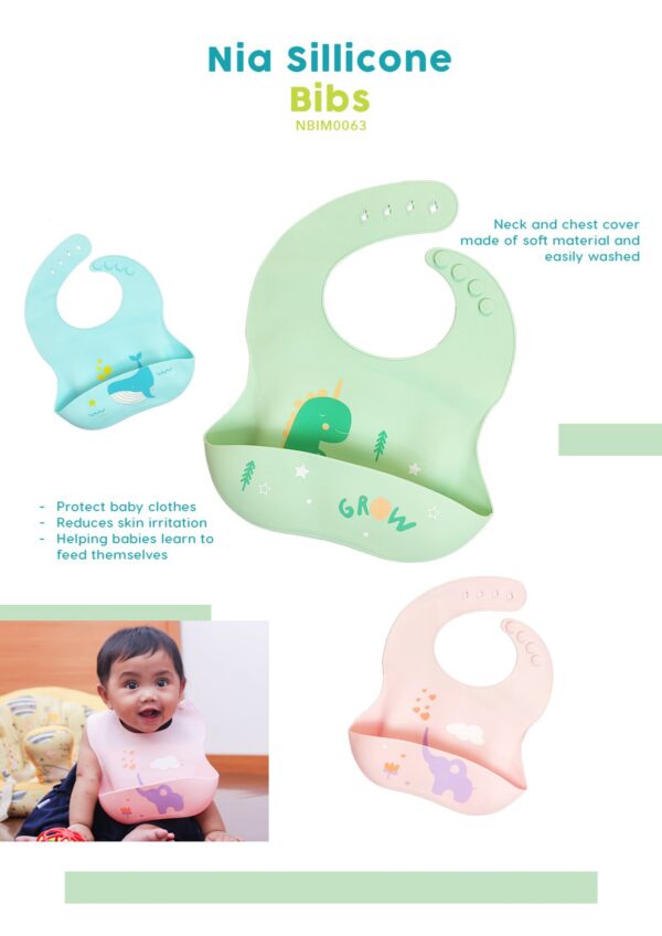 NIA Healthy Soft Silicone Bibs Celemek Bayi Silikon Tatakan Makan Bayi