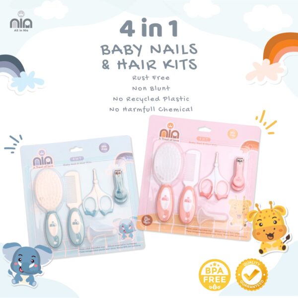 NIA Baby Nail and Hair Kits Gunting Kuku + Sisir Bayi 4in1