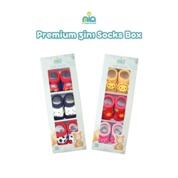 Nia Socks 3in1 Box Kaos Kaki Bayi Premium Box - Image 2