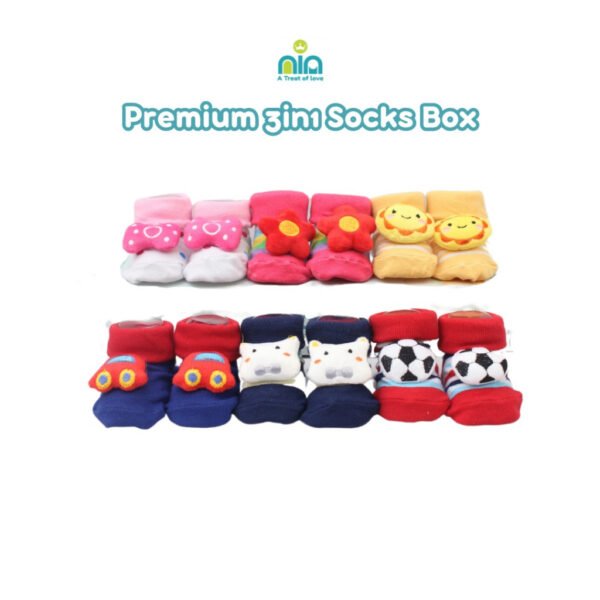 Nia Socks 3in1 Box Kaos Kaki Bayi Premium Box