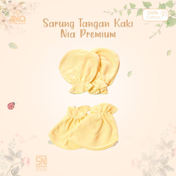 NIA Sarung Tangan Kaki Bayi Unisex Motif Polos Muda Katun Premium 0-3 Bulan - Image 3