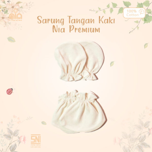 NIA Sarung Tangan Kaki Bayi Unisex Motif Polos Muda Katun Premium 0-3 Bulan - Image 4