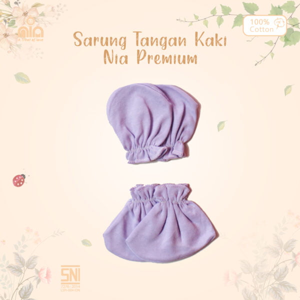 NIA Sarung Tangan Kaki Bayi Unisex Motif Polos Muda Katun Premium 0-3 Bulan - Image 5