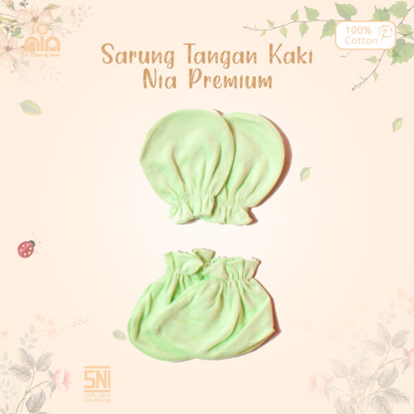 NIA Sarung Tangan Kaki Bayi Unisex Motif Polos Muda Katun Premium 0-3 Bulan - Image 6