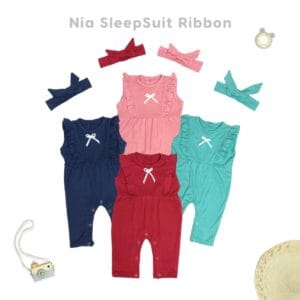 Nia Romper Ruffle - Romper Bayi Khusus Perempuan 3-12bulan Free Bandana