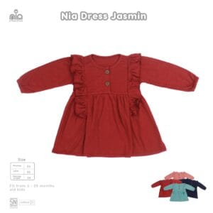 Nia Dress Jasmine - Dress Bayi 0-12bulan - Dress Bayi Perempuan Lembut Berkualitas